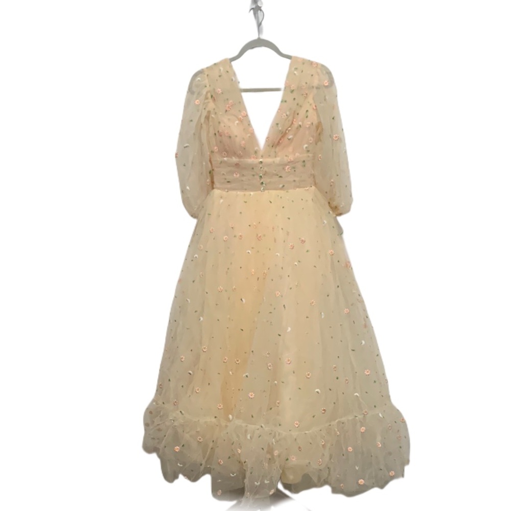 KissProm Floral Embroidered Tulle Dress